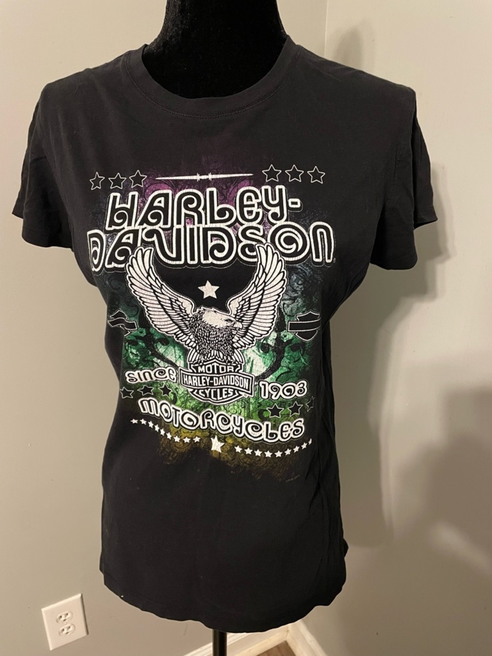 Y2K Harley-Davidson Black Babydoll T-shirt